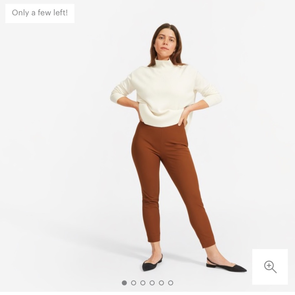 Everlane Curvy Side-Zip work pant in cocoa brown